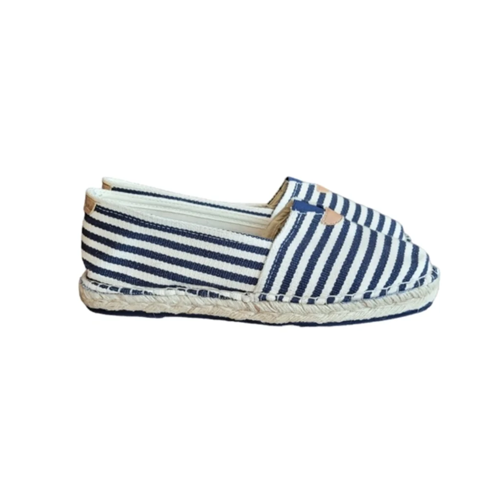 TONI PONS Navy Off White Stripe Espadrille Shoes Size 41